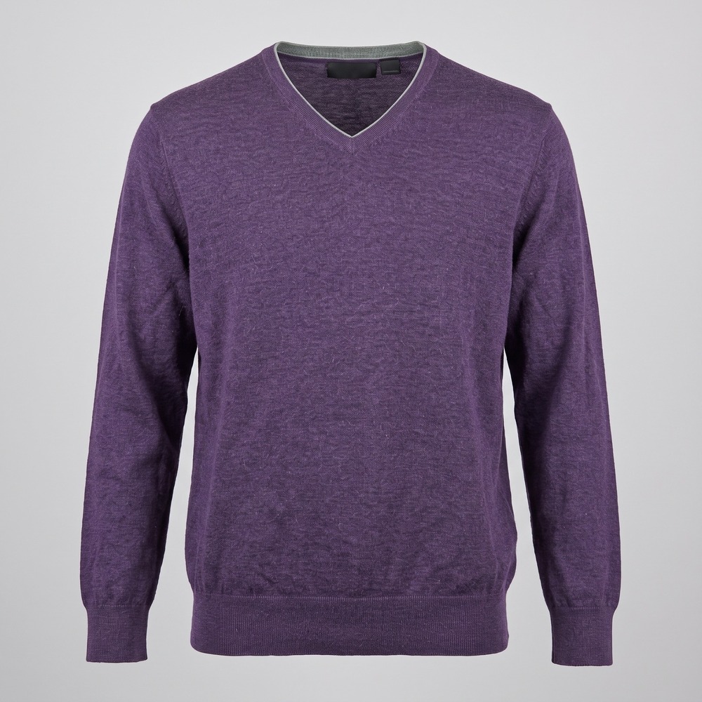 Claiborne Mens Medium Purple Sweater V-Neck Performance Cotton Blend Thermolite